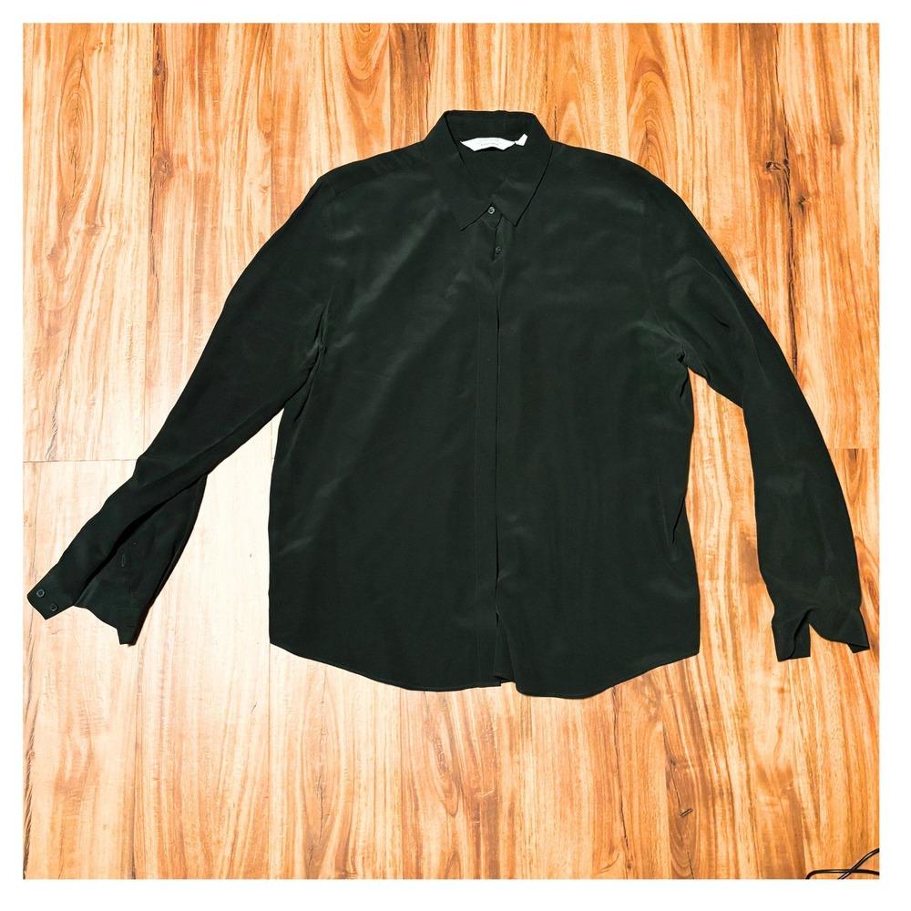 & Other Stories Womens Blouse 100% Silk Shirt Black Button Down Size 8 Stockholm